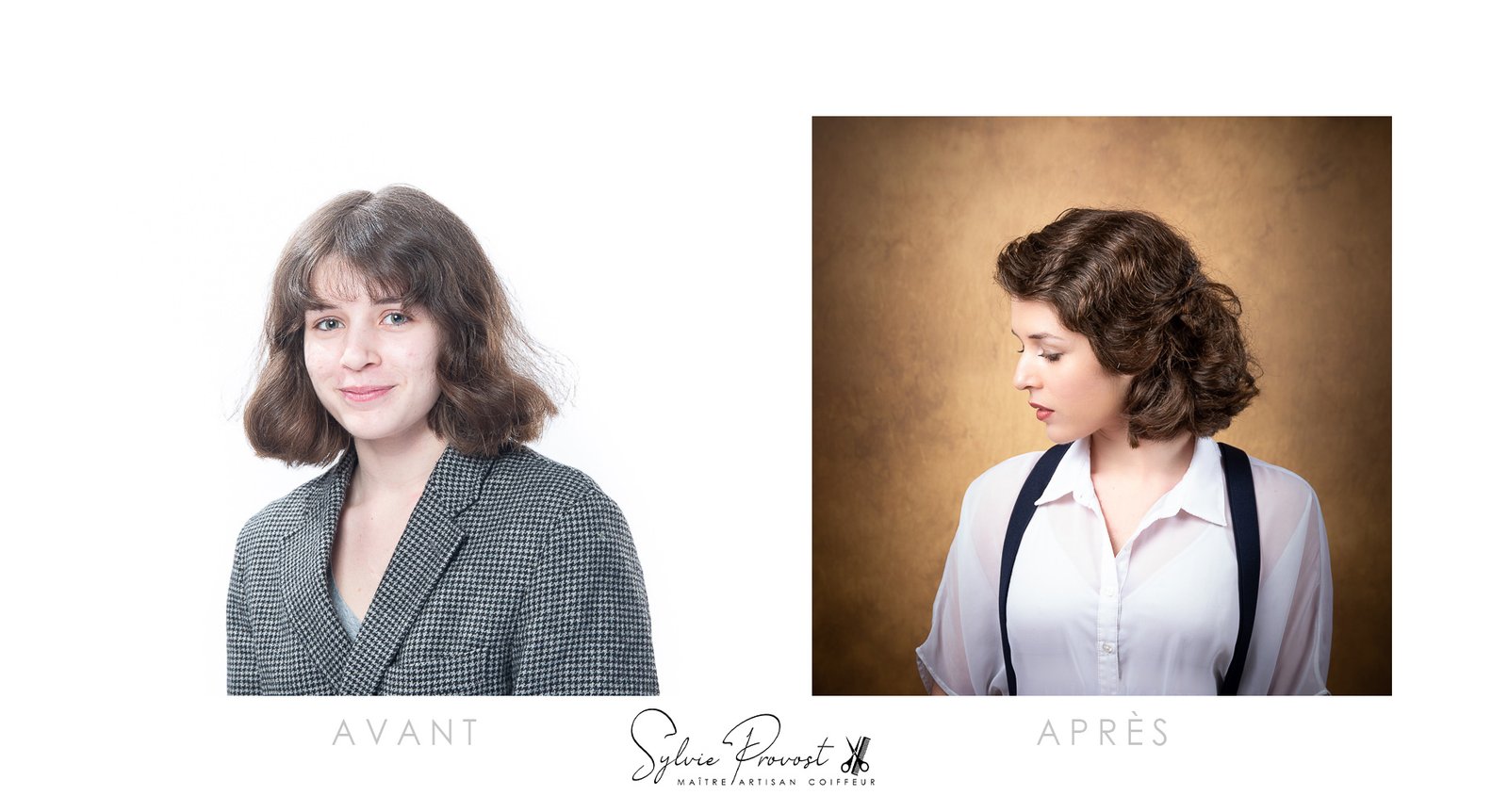 Avant après, coiffure rétro avec crans