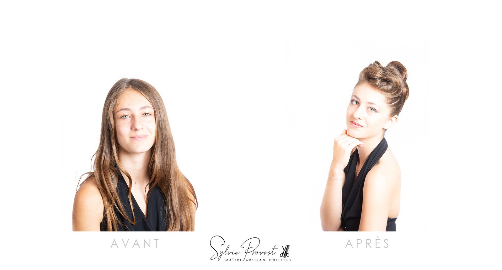 Avant - après : chignon de soirée