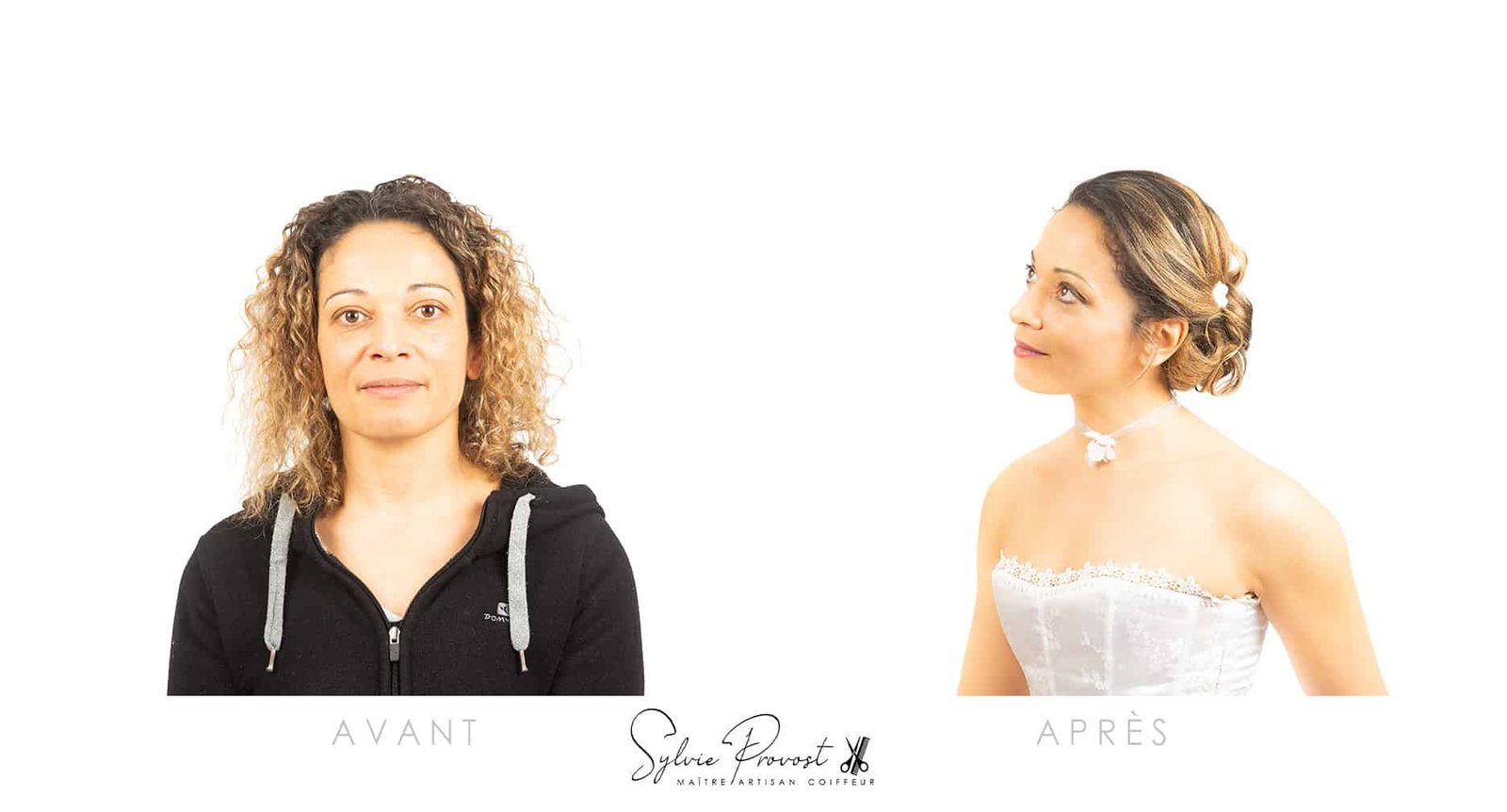 Avant - après : chignon de mariée bas classique